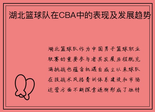湖北篮球队在CBA中的表现及发展趋势